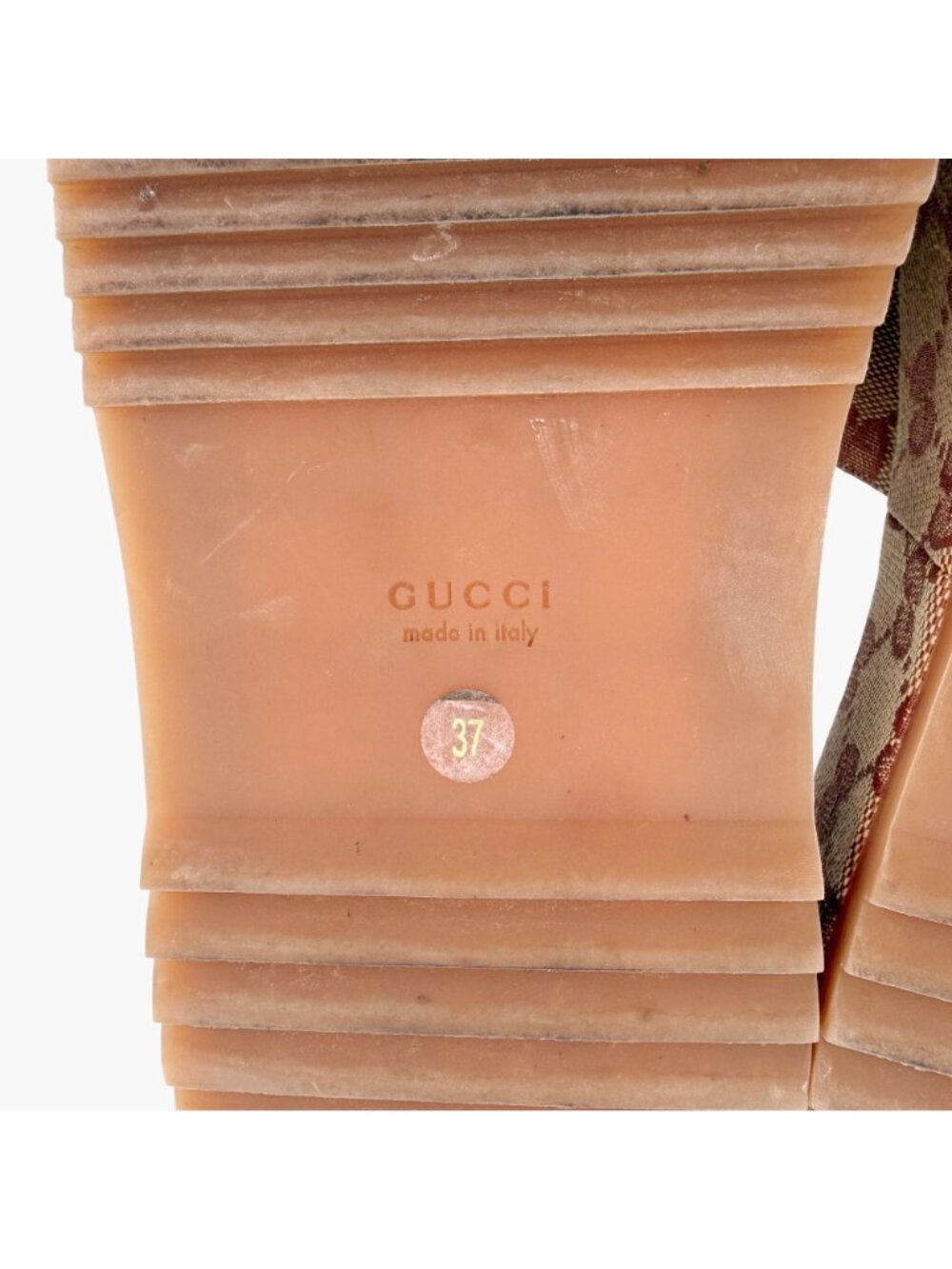 Gucci Angelina Platform Slide Sandals Beige GG Canvas Size 37 US 7 Women's - Picture 13 of 15